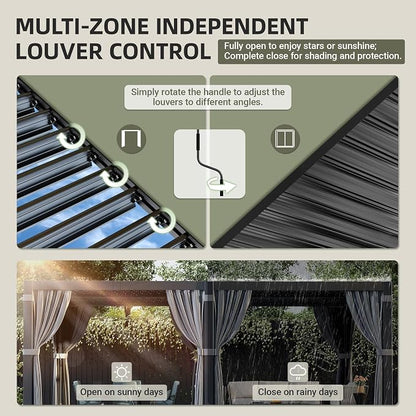 Airwire 12'x20' Louvered Pergola Aluminum Frame Gray | Outdoor Pergola - Image 4