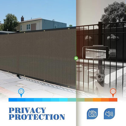 ECOOPTS 4'x211' Privacy Fence Screen Windscreen with Copper Grommets, Fit for Commercial Fence and Residential Garden Outdoor 90% UV Blockage, Cable Zip Ties Included (Brown)