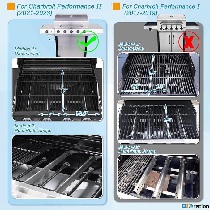 Grill Parts for Charbroil Performance 5 Burner 463448021 463449021 463450022 463451022 463455021, 17 inch Cooking Grate, Burner and Heat Plate for Charbroil Grill Replacement Parts