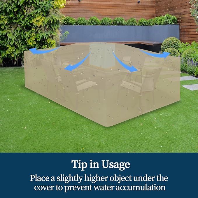 Easy-Going Square Patio Furniture Cover Waterproof Outdoor Dining Table and Chair Cover Anti-UV Outside Sectional Sofa Set Covers (76"L x 76"W x 28"H, Camel)