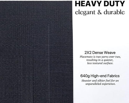 LEXMORE Placemats Set of 6 Vinyl/Plastic Woven Place Mats for Kitchen Table Indoor/Outdoor Washable Placemat Wipeable Dining Table Mats(Black Cube)