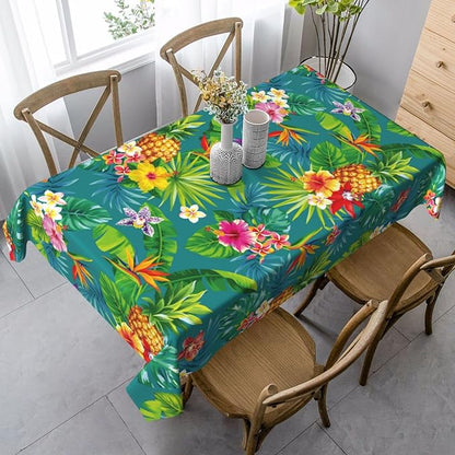 Worltoldb Pineapple Tablecloths Polyester Table Cloth for Kitchen Dinning Table Washable Tropical Table Cover for Parties Wedding Picnic