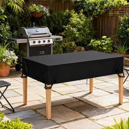 Outdoor Table Cover 100"L x 48"W x 8"H, 420D Waterproof Outdoor Cover for Patio Furniture Dinning Table Picnic Coffee Tables Chairs and Sofas, Black