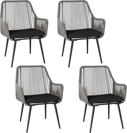 Patio Dining Chairs Outdoor Dining Chairs Set of 4, Woven Twisted Wicker Rattan by Olaterior