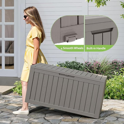 Deck Box, 82 Gallon Resin Indoor and Outdoor Storage Box Waterproof - Image 3