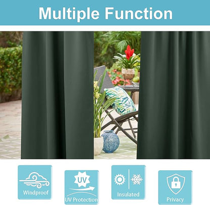 RYB HOME Outdoor Curtains 2 Panels, Waterproof Windproof Blackout Curtains - Image 7