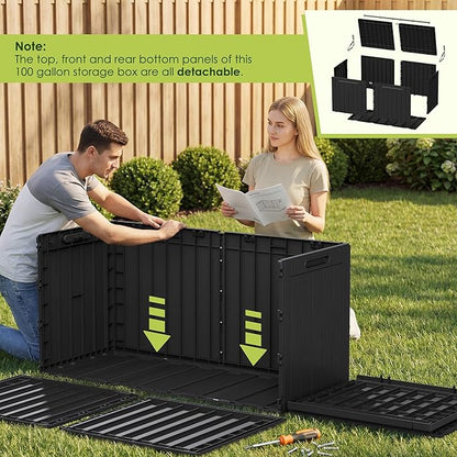Devoko 100 Gallon Outdoor Storage Box, Waterproof Deck Box Lockable | Weather - Image 4
