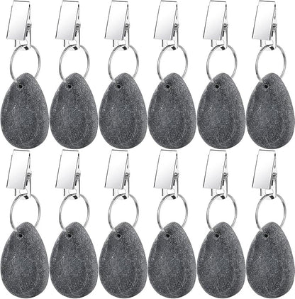 Geiserailie 12 Pcs Tablecloth Weights Tablecloth Pendant Teardrop Shape Table Cover Weights with Metal Clips for Outdoor Picnic Garden Dinner Table Cover Decoration(Dark Gray)