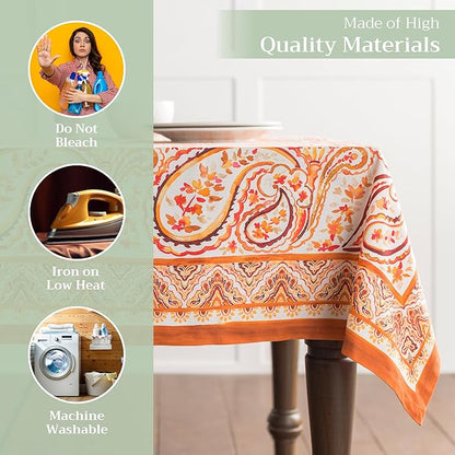 Maison d' Hermine Table Cloth Square Table 100% Cotton 54 x 54 Inches Fall Tablecloth Reusable Everyday Use for Thanksgiving Christmas Decorations Dining Farmhouse Party (Palatial Paisley)