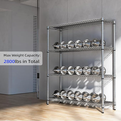 M MZG 2800 LBS 59" W 4 Tier Storage Shelves Rack Metal Wire Shelving Unit - Image 7