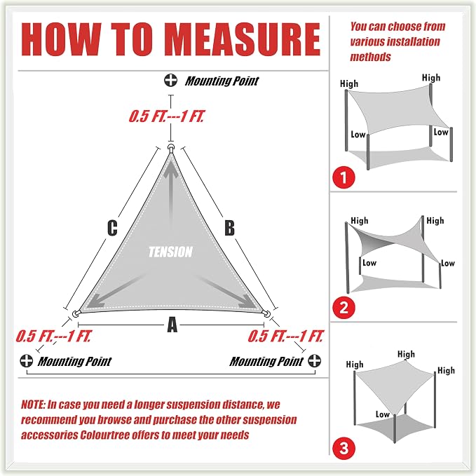 ColourTree CTSLT Custom Size Order to Make 11' x 11' x 11' Grey Triangle Sun - Image 6