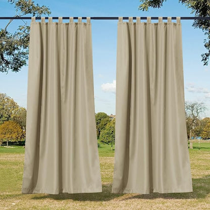 NICETOWN Patio Curtains Outdoor Waterproof 84 inch Long 4 Panels, Tab Top by NICETOWN