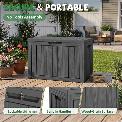 DRATO 55 Gallon Outdoor Storage Box Waterproof, Lockable Resin Deck Boxes | - Image 4