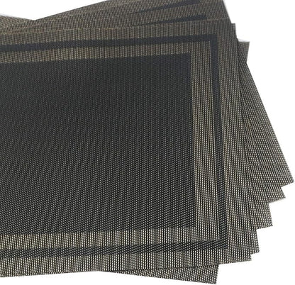 Gugrida Placemats Set of 6 Plaid Checkered Black & Gold PVC Placemat for Dining Table Durable Woven Vinyl Stain tablemats 18"X12"