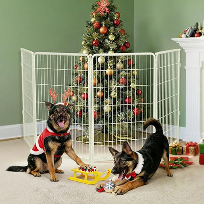 FXW Dog Gate Extra Wide Designed for Indoor Use, Adjustable Width Up to 111-inch Wide (45" H 4 Wire Panels for Large Dogs), White