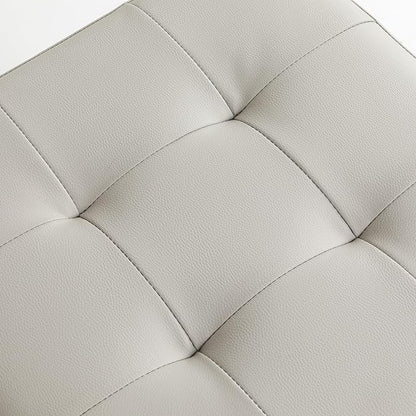 Homebeez Tufted Faux Leather Storage Ottoman Square Cube Foot Rest Stool with Flip Top, Elephant Grey