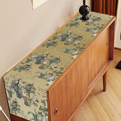 Asian Table Runner,Ruatic Traditionla Chinese Style Penoy Floral Branch Table Center Decor for Home Kitchen Dining Patio Party Indoor Table Decorations, 13"x72"