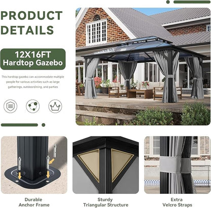 Aoxun 12'x16' Hardtop Gazebo - Image 6