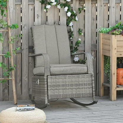 Outsunny Wicker Outdoor Rocking Chair, Patio Recliner - Image 2