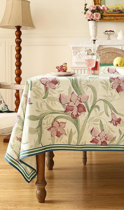 patdrea Designer French Green Tablecloth for Square Table,Elegant Violets Pattern Framhouse Tablecloths,Table Cover Cloth Fall Decor for Kitchen Dining Christmas,Thanksgiving,67"x67"-Tara a