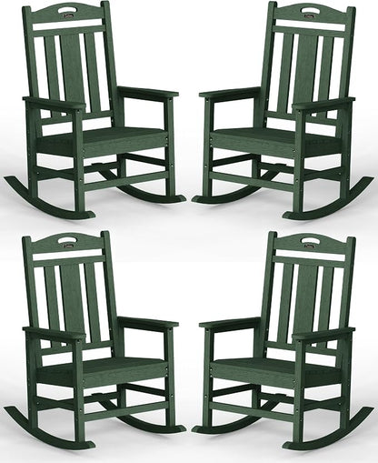 Oversized Outdoor Rocking Chairs Set of 4, 380lbs Heavy-Duty Large Patio Rocker by CIOKEA