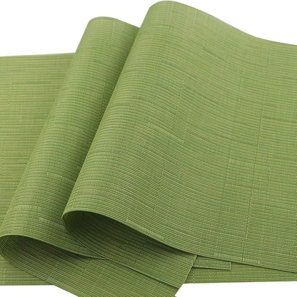 Gugrida Placemats Set of 6 Plaid Checkered Green PVC Placemat for Dining Table Durable Woven Vinyl Stain tablemats 18"X12"