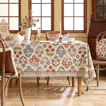 French Linen Small Rectangle Tablecloth,Vintage Colorful Multiple Prints Soft and Durable Tablecloths,Decor Table Cover for Kitchen,Dining,Party,Thanksgiving,Christmas,55"*71"-Lohi