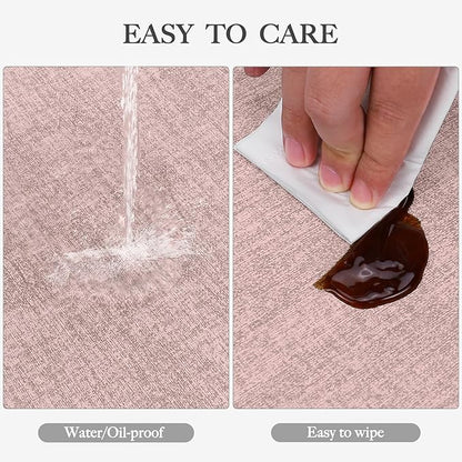 Faux Leather Heat Resistant Placemats Set of 8 – Waterproof Oilproof Wipeable Dining PU Vinyl Place Mat Easy Clean Table Mats for Kitchen/Dining/Party/Holiday, Pink
