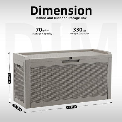 DRATO 70 Gallon Outdoor Storage Box Waterproof, Lockable Resin Deck Box - Image 2