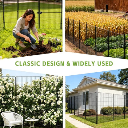 15 Panels No Dig Decorative Outdoor Garden Fence for Yard, Garden Animal Barrier Fencing,Rustproof Metal Edging Fence Border for Dog, Rabbits-48 in(H) X 314.76 in(L)