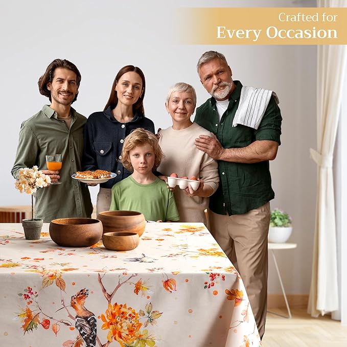 Maison d' Hermine Table Cloth Rectangle Table 100% Cotton 70 x 108 Inches Fall Tablecloth Reusable Everyday Use for Thanksgiving Christmas Decorations Dining Farmhouse Party (Kelim - Prairie)
