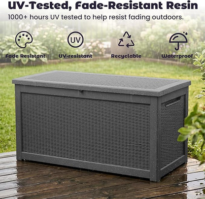 PatioZen Outdoor Storage Box Waterproof Extra Large 330 Gal Lockable, Hydraulic - Image 6