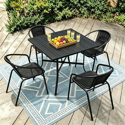 4 Stackable Wicker Patio Chairs, Weather-Resistant Outdoor Seating - Image 3
