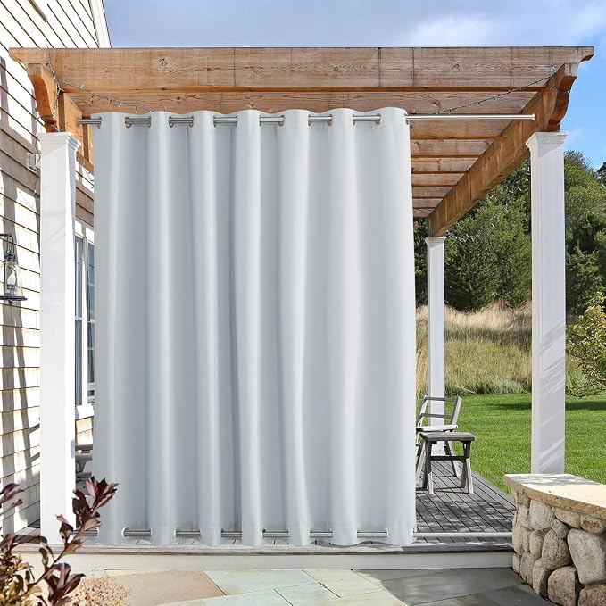 NICETOWN Patio Curtain Outdoor Waterproof W100 x L108, Rustproof Top & Bottom by NICETOWN