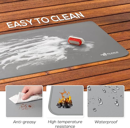 FLASLD Multi-Purpose Fireproof 24 X 42 inches Floor Mat for Indoor or Outdoor Use, Grill Pad for Fireplace, Kitchen Stove, CookTop and Hearth, Premium Deck and Patio Grill Mat, Silver Gray