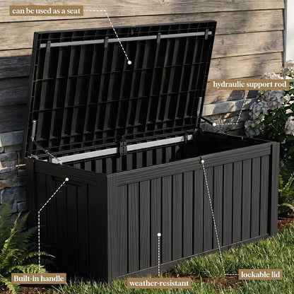 ROJIK 150 Gallon Outdoor Storage Box Waterproof, Weatherproof Deck Boxes - Image 6