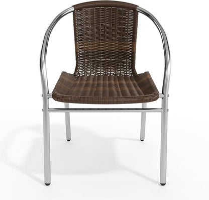 EMMA + OLIVER Dark Brown Metal Indoor-Outdoor Stackable Chair | Poly Resin Seat - Image 7