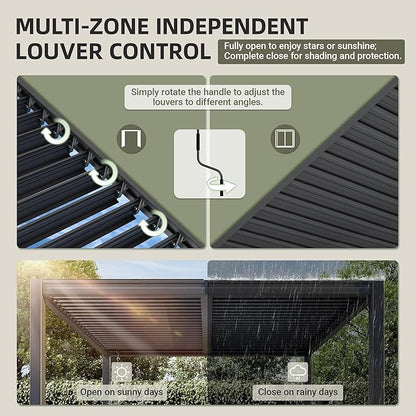 AirWire 10x12 FT Louvered Pergola Dark Gray | Metal Gazebo - Image 4