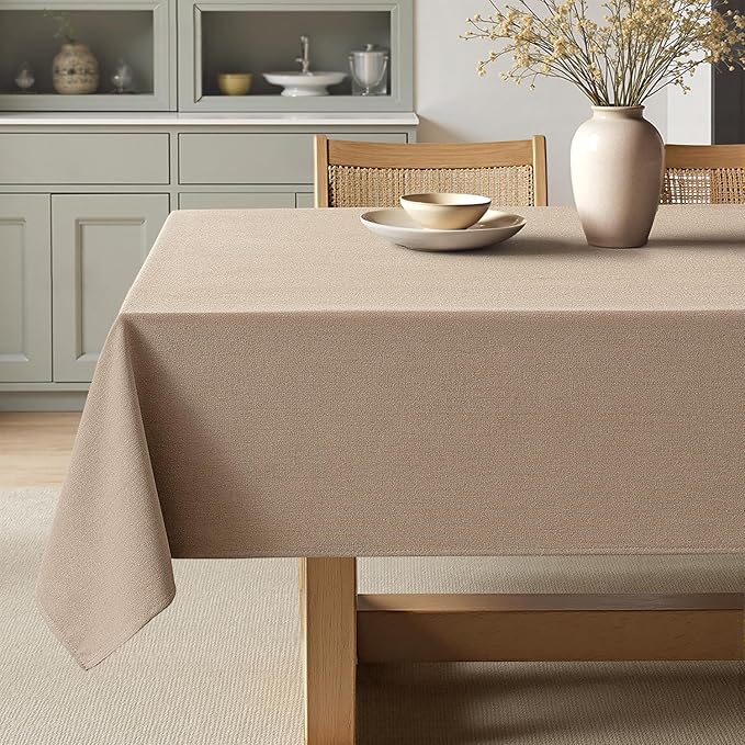 MIULEE Brown Linen Polyester Tablecloth 60x84 Inch Rectangle Table Cloth Waterproof,Stain Resistant & Wrinkle Resistant for Dining Party Wedding