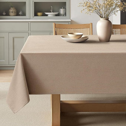 MIULEE Brown Linen Polyester Tablecloth 60x84 Inch Rectangle Table Cloth Waterproof,Stain Resistant & Wrinkle Resistant for Dining Party Wedding