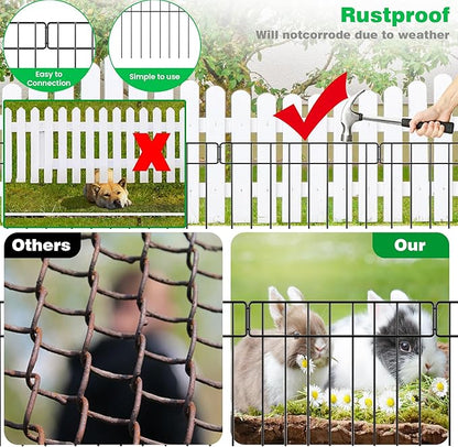 30Ft(L) X 13Inch(H) Animal Barrier Fence - 21 Pack Garden Fence Animal Barrier Garden Border, Rustproof Metal Fencing Panels, No Dig Fence Panels Defense for Dogs, Rabbits, Outdoor Patio