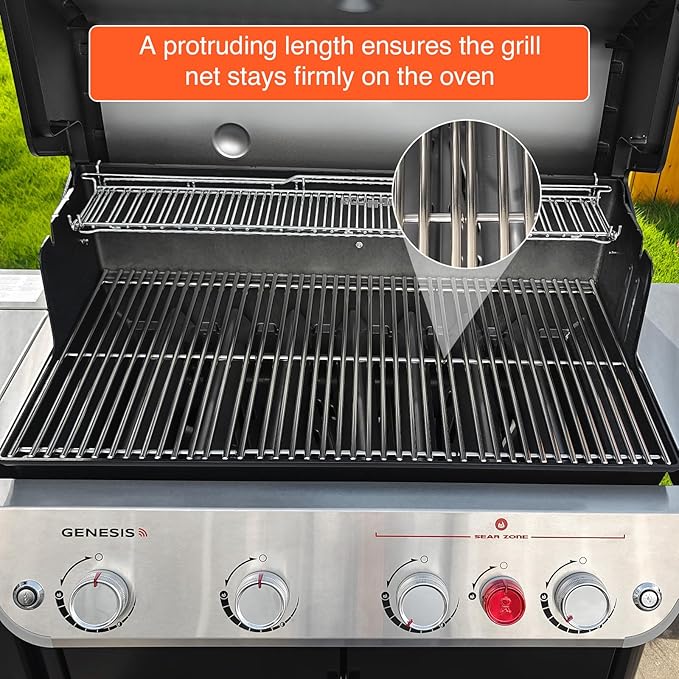 QuliMetal 66089 Grill Grates for Weber Genesis 2 E-410/E-415/E-435, Grill Parts for Weber GS4 Genesis II/LX E-440 Series Gas Grills, 18.7" SUS304 Stainless Steel Replacements for Weber 66089 66097