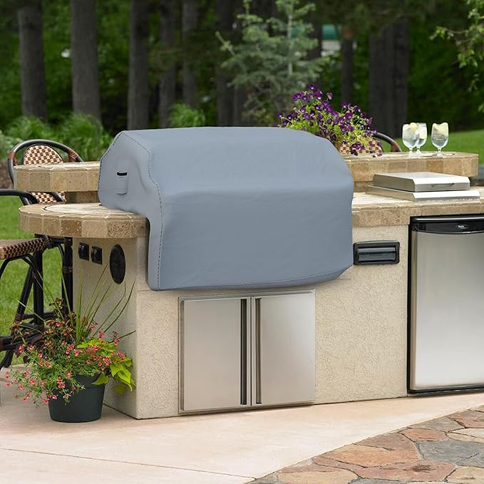 Covers & all Built-in Outdoor Grill Cover, Durable Heavy Duty 18 Oz Waterproof Cover Tuff Material with Air Pocket & Elastic for Snug Fit (44" W x 27" D x 26" H inches, Gray)