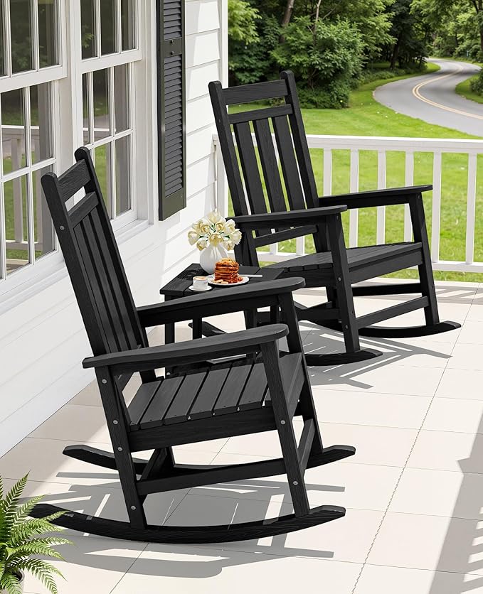 Oversized Outdoor Rocking Chair Set of 6, HDPE Patio Rockers - Image 2