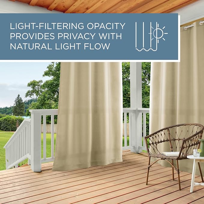 TOWN & COUNTRY BASICS Outdoor Curtain Natural Solid Heavyweight | 54"W x 108"L - Image 8