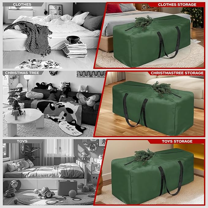 Extra Large Christmas Tree Storage Bag Fits 9-12 Ft Artificial Tall Xmas Tree 68" L x 20" H x 30" W 420D Oxford Heavy-Duty Waterproof Storage Bags with Handles, Double Zippers