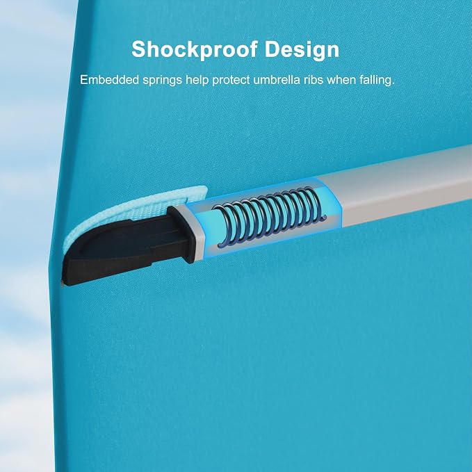 PURPLE LEAF Cantilever Outdoor Umbrella 11' x 11' Large, Turquoise Blue | 35MPH - Image 8