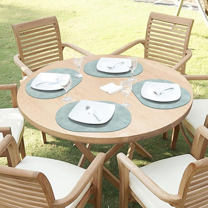 ADRIMER Placemats, Heat Resistant Oval Placemats Set of 6 Washable 12 x 17 Inch, Waterproof Table Mats, Wipeable Pu Place Mats for Kitchen, Dining Room, Light Blue