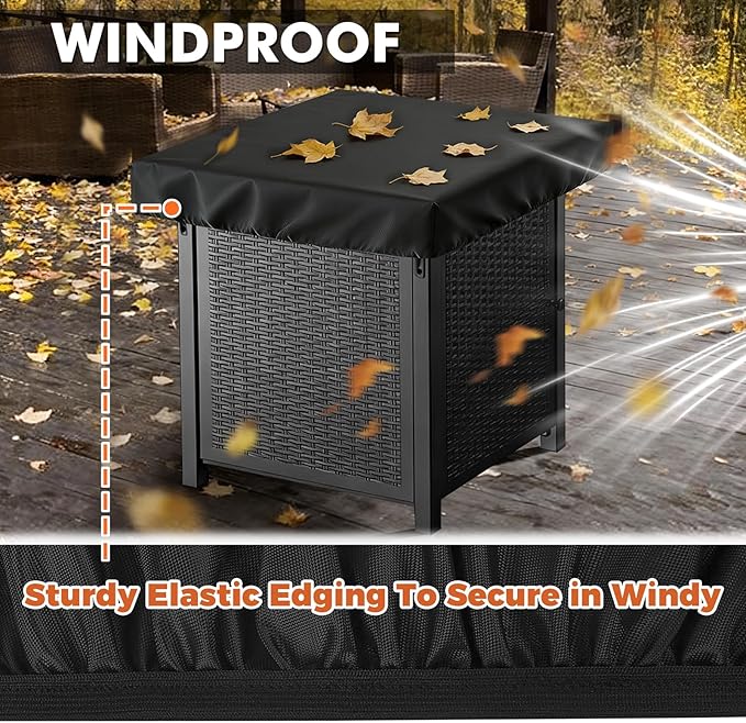Outdoor Fire Pit Cover Square, Waterproof Fire Pit Cover for 32"-36" Square Fire Pit Tables, Industrial-Grade 3-Layer Structure 600D Fabric,UV Proof & Tear-Resistant Outdoor Firepit Cover