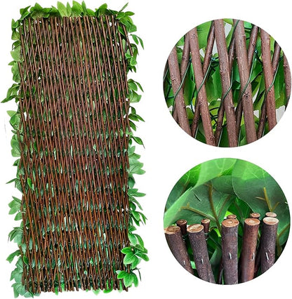 Expandable Fence Privacy Screen for Balcony Patio Outdoor,Decorative Faux Ivy Fencing Panel,Artificial Hedges (Single Sided Leaves) (1, Peony Leaf)